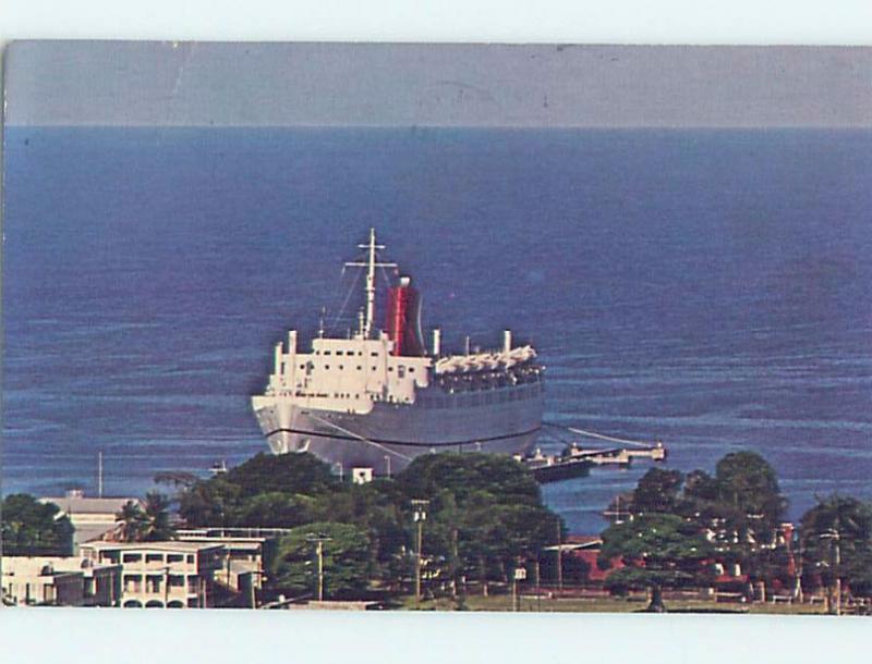 1980's CRUISE SHIP BOAT AT DOCK St. Croix Us Virgin Islands USVI F4556