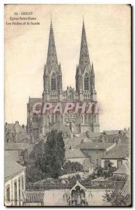 Old Postcard Cholet Eglise Notre Dame The Arrows And The Facade