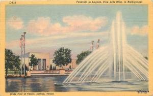 1940s Fountain Lagoon State Fair Dallas Texas linen Teich postcard 11235