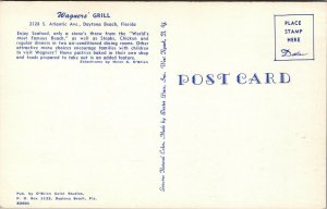 Vtg 1950s Wagner's Grill Restaurant Daytona Beach Florida FL Unused Postcard