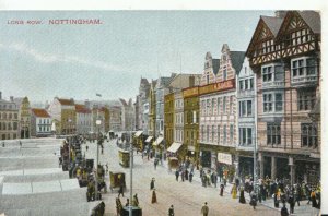 Nottinghamshire Postcard - Long Row - Showing Tram and Horse & Cabs - Ref TZ3959