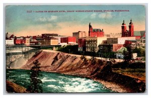 Rapids Below Monroe Street Bridge Spokane Washington WA DB Postcard P19