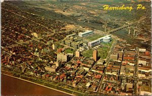 Harrisburg Pennsylvania Scenic Birds Eye View Downtown Chrome Postcard