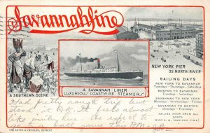 BLACK AMERICANA SAVANNAH LINER SHIP NEW YORK GEORGIA ADVERTISING POSTCARD 1906