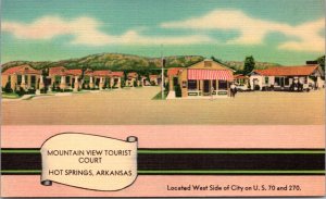 Linen Postcard Mountain View Tourist Court in Hot Springs, Arkansas