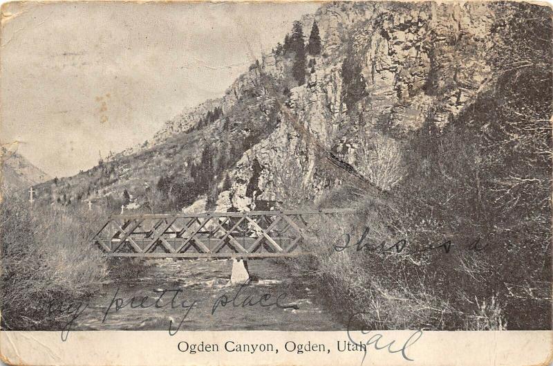 Ogden Utah 1909 Postcard Ogden Canyon Bridge