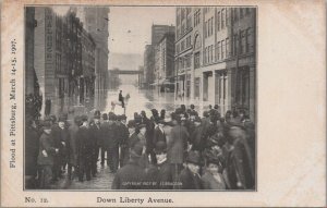 Postcard Down Liberty Ave Flood Pittsburg PA March 14 1907