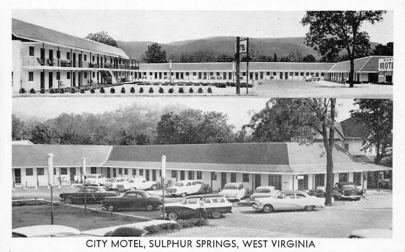 CITY MOTEL White Sulphur Springs, West Virginia Route 60 Roadside Postcard 1950s