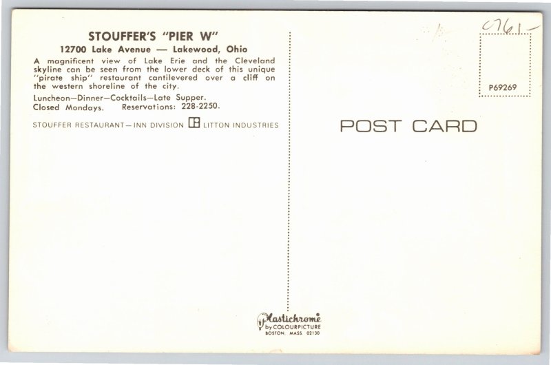 Interior~Stouffers Pier @ Lakewood Ohio~Vintage Postcard