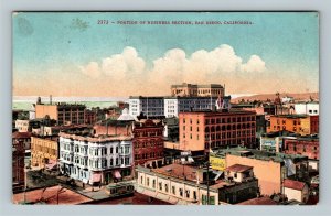 San Diego CA, Portion Of Business District, Vintage California Postcard