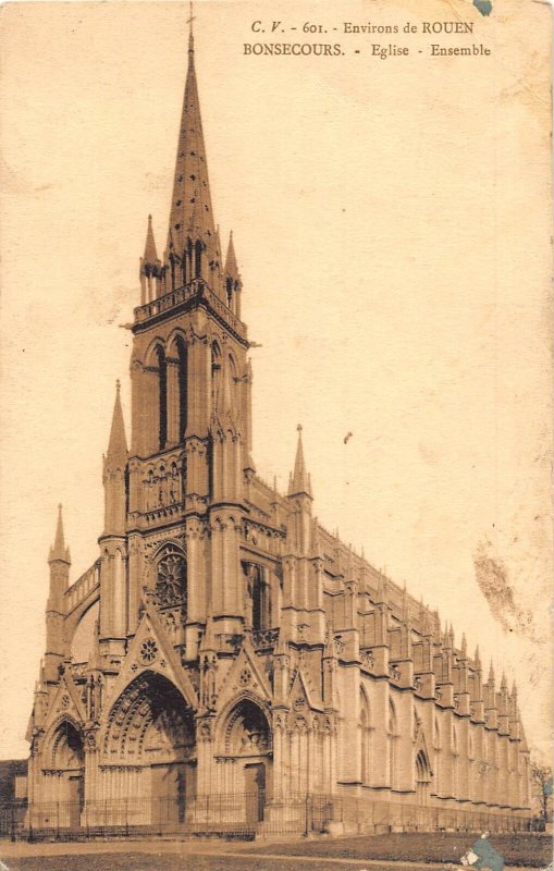 A675 France Rouen Bonsecours Eglise Church vintage postcard
