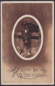 Happy Be Thy Course,Horse,Birds Postcard