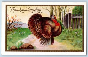 Portland Oregon OR Postcard Thanksgiving Turkey Flowers Embossed c1910's Antique