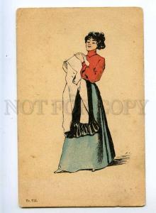 215152 ART NOUVEAU Fashion BELLE Lady Vintage postcard