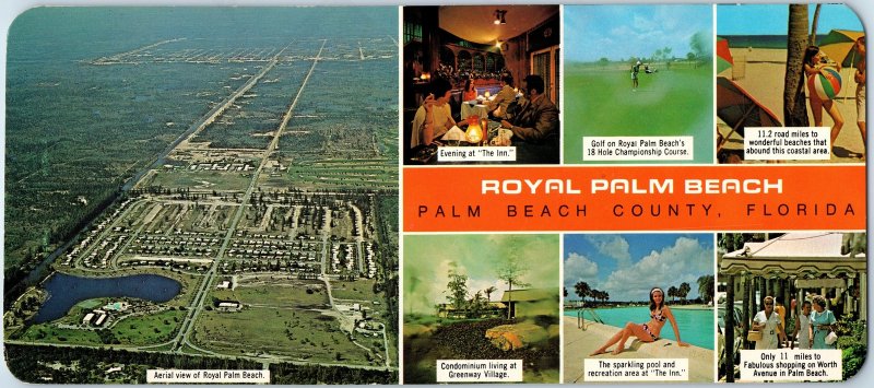 c1960s Palm Beach County, FL Royal Palm Colony Aerial Town Oversized Postcard 3S