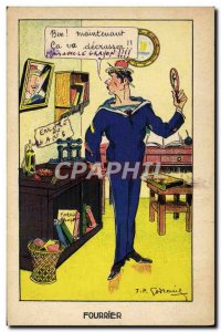 Old Postcard Fantasy Militaria Fourrier Marin