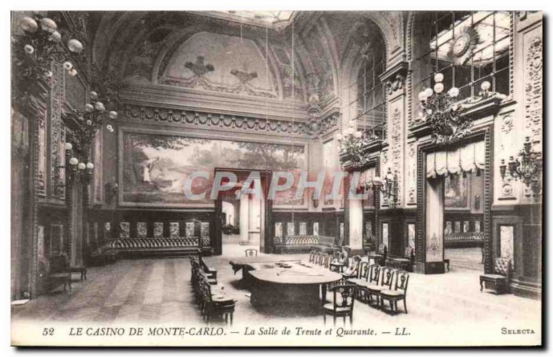 Old Postcard Monaco Carlo Casino La Salle Thirty and forty