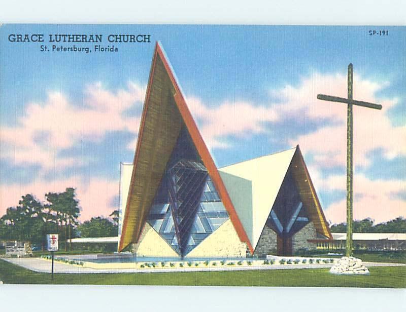 Unused Linen CHURCH SCENE St. Petersburg Florida FL G3695