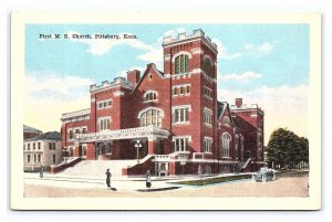 First M. E. Church Pittsburg Kans. Kansas Postcard