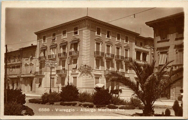 Viareggio Albergo Mediterraneo Antique Postcard Italy DB UNP Unused 