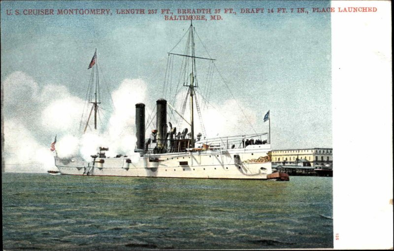 BATTLESHIP US Cruiser Montgomery c1910 Postcard