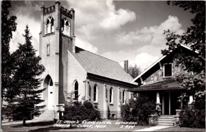 Real Photo Postcard St. John's Evangelical Lutheran Church in Clare, Michigan