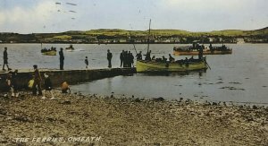 Ferry Boats at Omeath Ireland Vintage Valentines Postcard