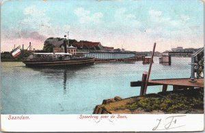 Netherlands Zaandam Spoorbrug over de Zaan Vintage Postcard 09.20