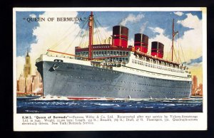 LS3606 - UK Liner - Furness Line - Queen of Burmuda - by T.E.North - postcard