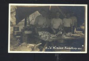 RPPC KOKO HEAD MAUNALUA HAWAII MILITARY CO. G KITCHEN REAL PHOTO POSTCARD