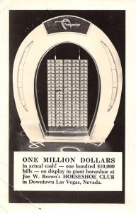 Las Vegas Nevada One Million Dollar Horseshoe Real Photo Antique Postcard K89352