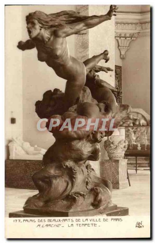 Paris Old Postcard Palace of Fine Arts in the city of Paris Larche The storm