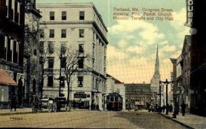 Masonic Temple - Portland, Maine ME Postcard