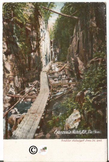 Pre1907 Undivided Back Postcard, Franconia Notch New Hampshire The Flume Boulder