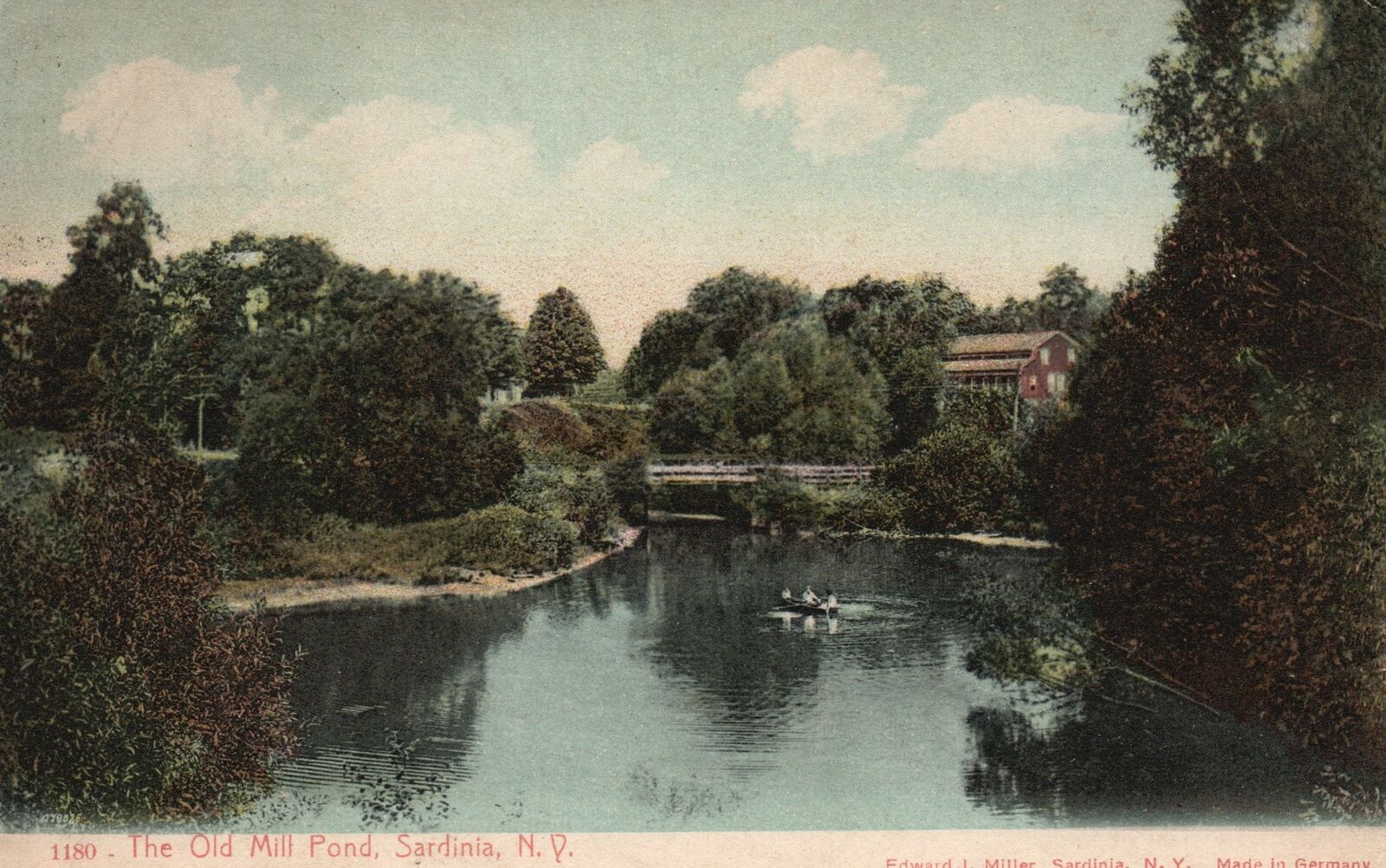 Vintage Postcard 1909 The Old Mill Pond Meeting House Sardinia New York ...