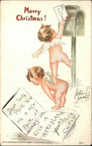 A/S Woodworth Cupid Cards Christmas Cupids Mail Santa Letter c1910 Postcard