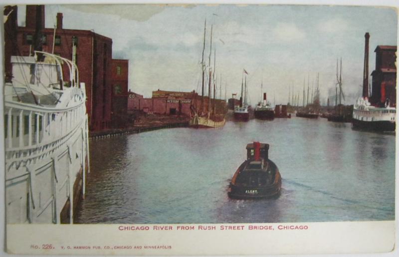 Chicago River From Rush Street Bridge Chicago IL 1907