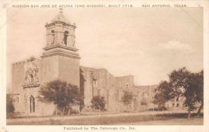 San Antonio Texas Mission San Jose de Acuna Scenic View Antique Postcard J63581