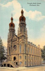 Portland Oregon Temple Beth Israel Street View Antique Postcard K42898