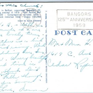 1959 Bangor, ME Town 125th Anniversary Postal Cancel Stamp Cover Belfast A65