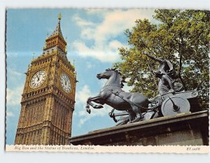 Postcard Big Ben and the Statue of Boadicea, London, England