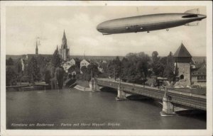 Dirigible Zeppelin Airship Over Konstanz Bodensee Real Photo Postcard