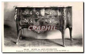 Old Postcard Musee des Arts Decoratifs commode inlaid and gilt bronze