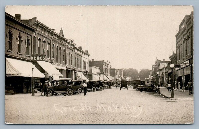 MISSOURI VALLEY IA ERIE STREET ANTIQUE REAL PHOTO POSTCARD RPPC RARE