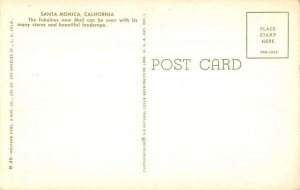 Santa Monica California Mall Fountain Vintage Postcard AA31400