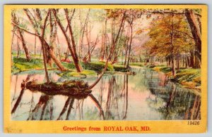 1940's GREETINGS FROM ROYAL OAK MARYLAND MD VINTAGE SCENIC LINEN POSTCARD #5