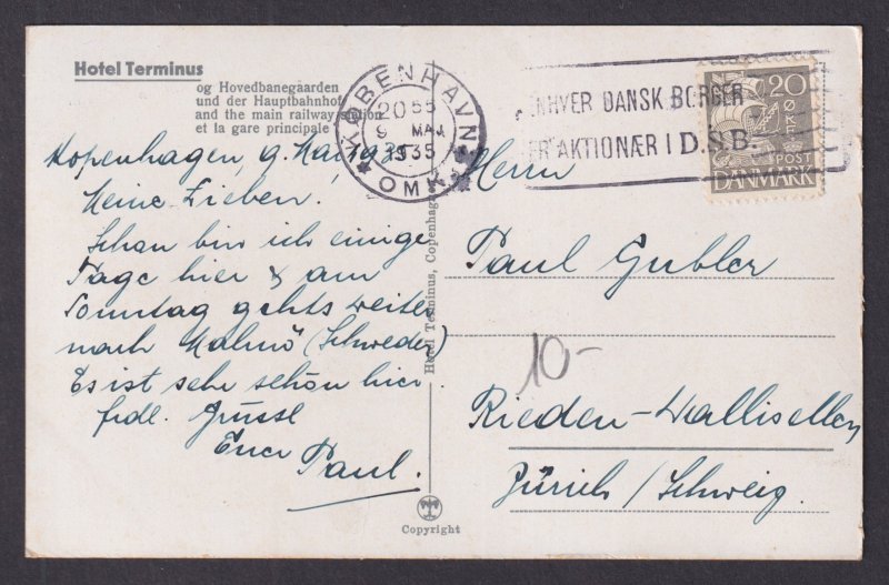 Vintage postcard DENMARK Copenhagen Hotel Terminus