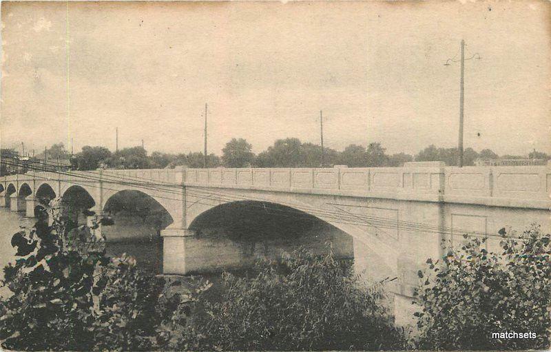 1920s Concrete Bridge Kankakee River ILLINOIS Albertype postcard 4781