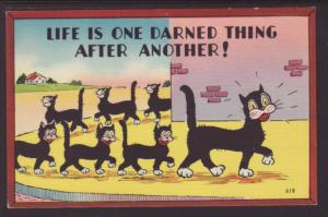 Life Is One Darned....,Cat,Kittens Comic Postcard