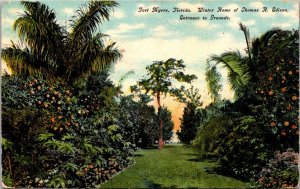 Florida Fort Myers Edison's Winter Home Entrance To Grounds 1911